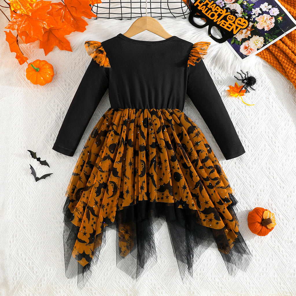 Halloween Kids Costume Girl Bat Dress Kindergarten Cos Princess Dress Little Witch Performance