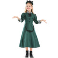 Halloween Kids Costume Cosplay Parent-Child Outfit Mysterious Castle Bat Servant Dark Green Lace Dress