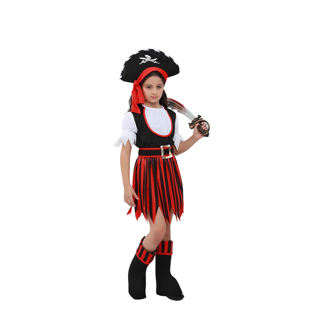 Halloween Pirate Captain Jack Cosplay Costume for Kids, Performance Outfit