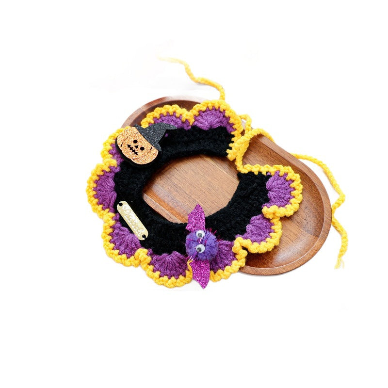 Pet Cat Dog Halloween Cartoon Knit Scarf, Cat Bib & Pet Accessories