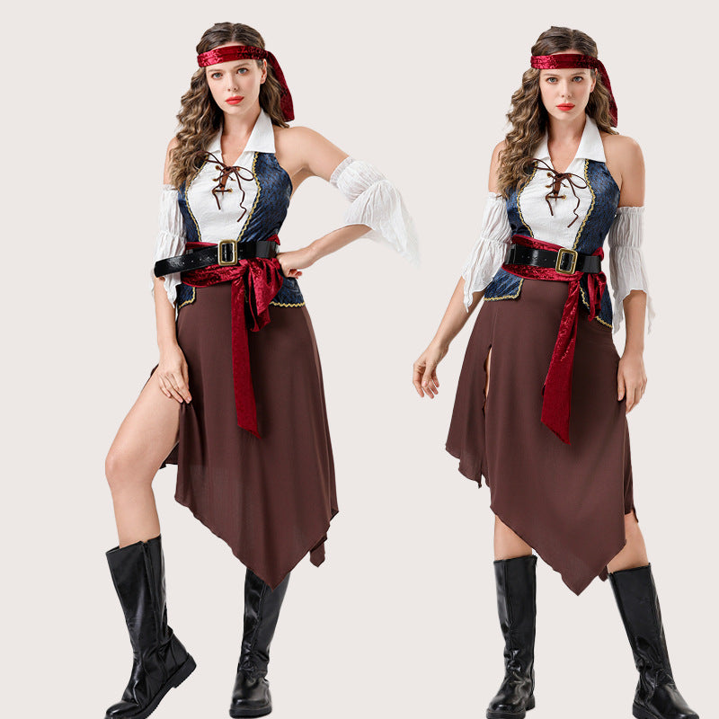 Halloween Caribbean Sexy Pirates Costume Makeup Ball Adult Role Playing Costume