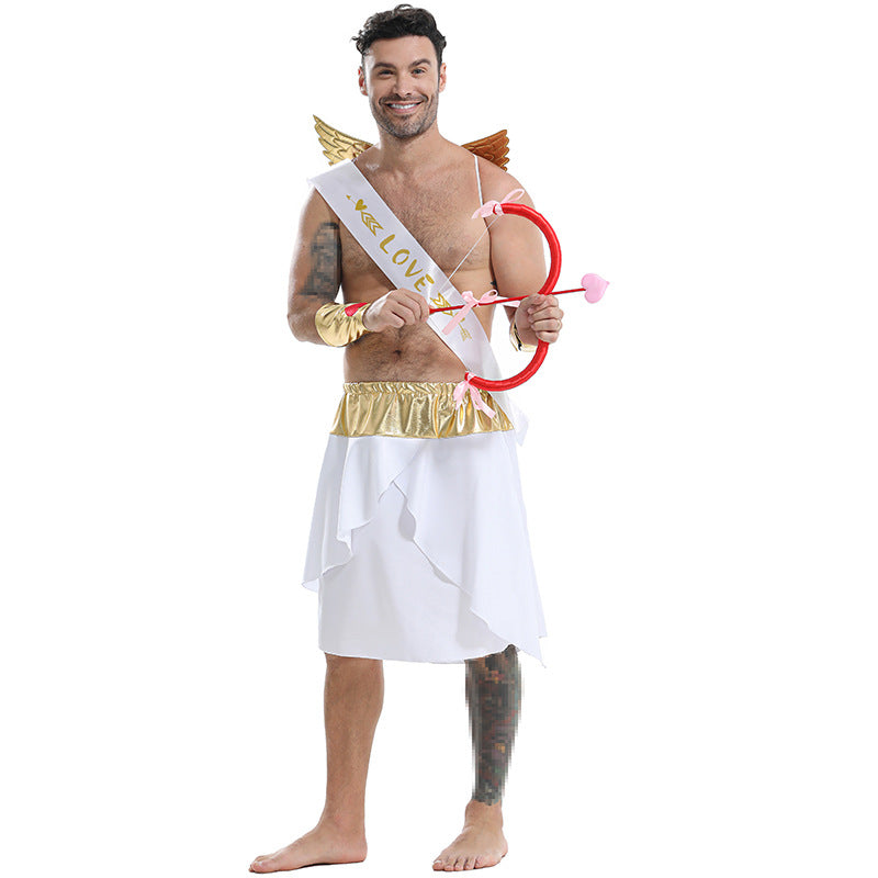 Fashion Clothing Halloween Party Greek Mythology Angel Cupid Gold Foil Ribbon Costume