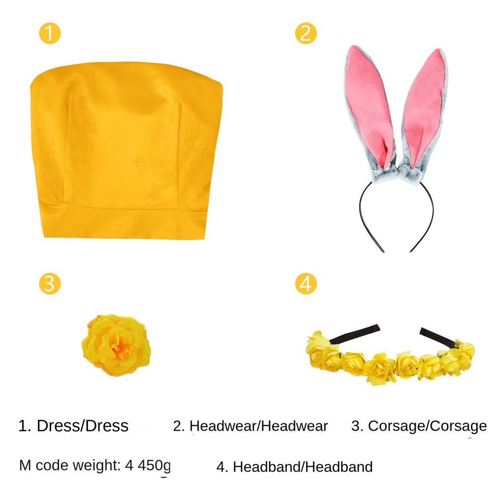 Zootopia 2cos costume rabbit police officer Judy yellow dress role-playing costume Halloween