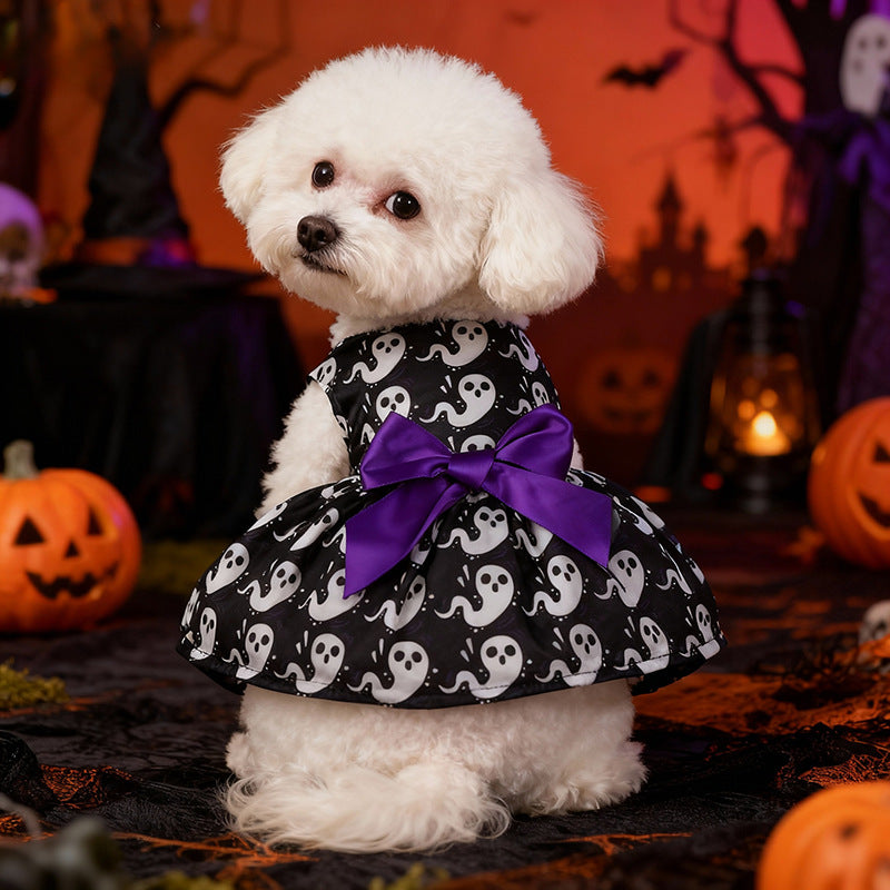 Pet Halloween Costume Dog Clothes Pumpkin Dress Bat Dress Festival Bat Outfit for Dogs