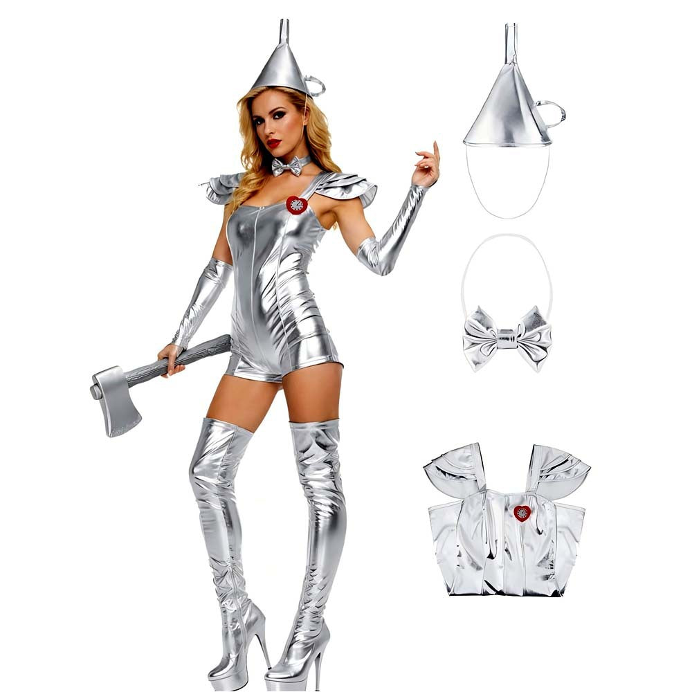 Green Wizard Tin Man Cosplay Costume Halloween Armor Leather Jacket Stage Performance Cosplay Outfit
