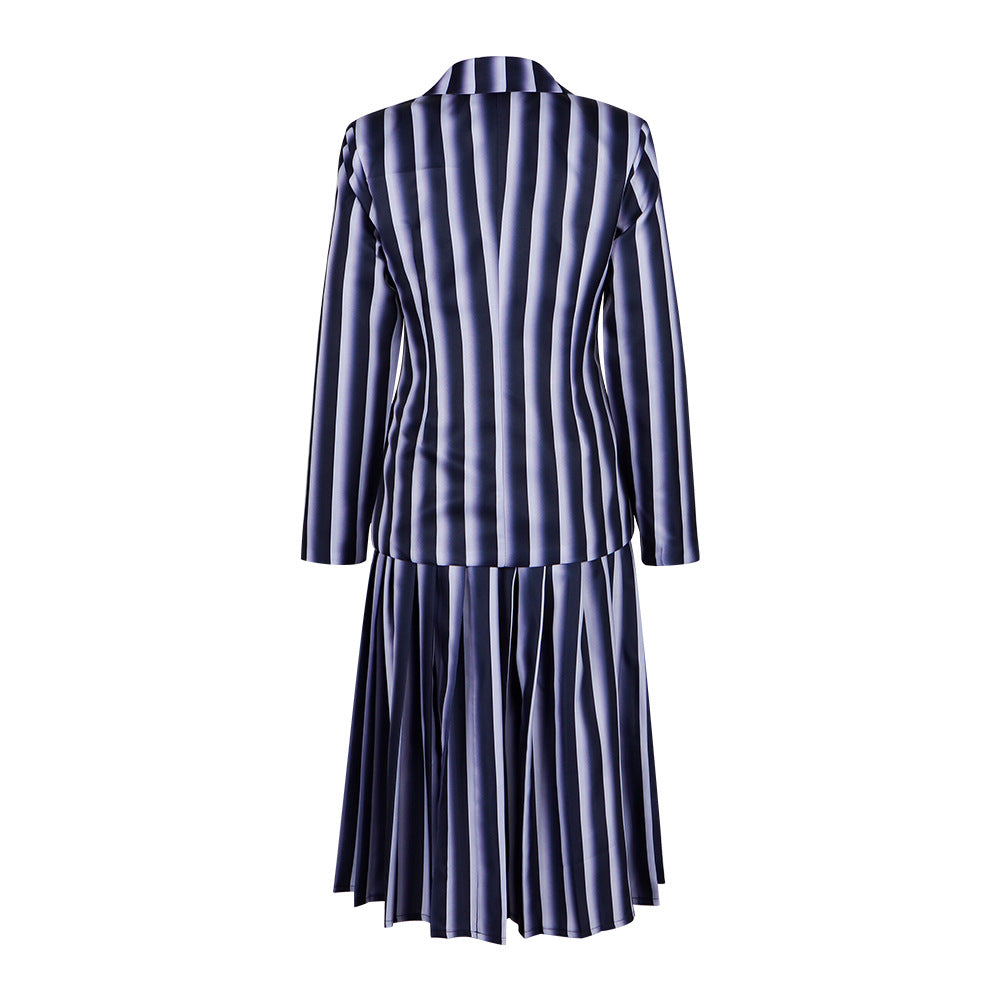 Wednesday Addams Cosplay Costume School Uniform for Women Gothic Style High Collar Black Dress, Halloween Party Outfit