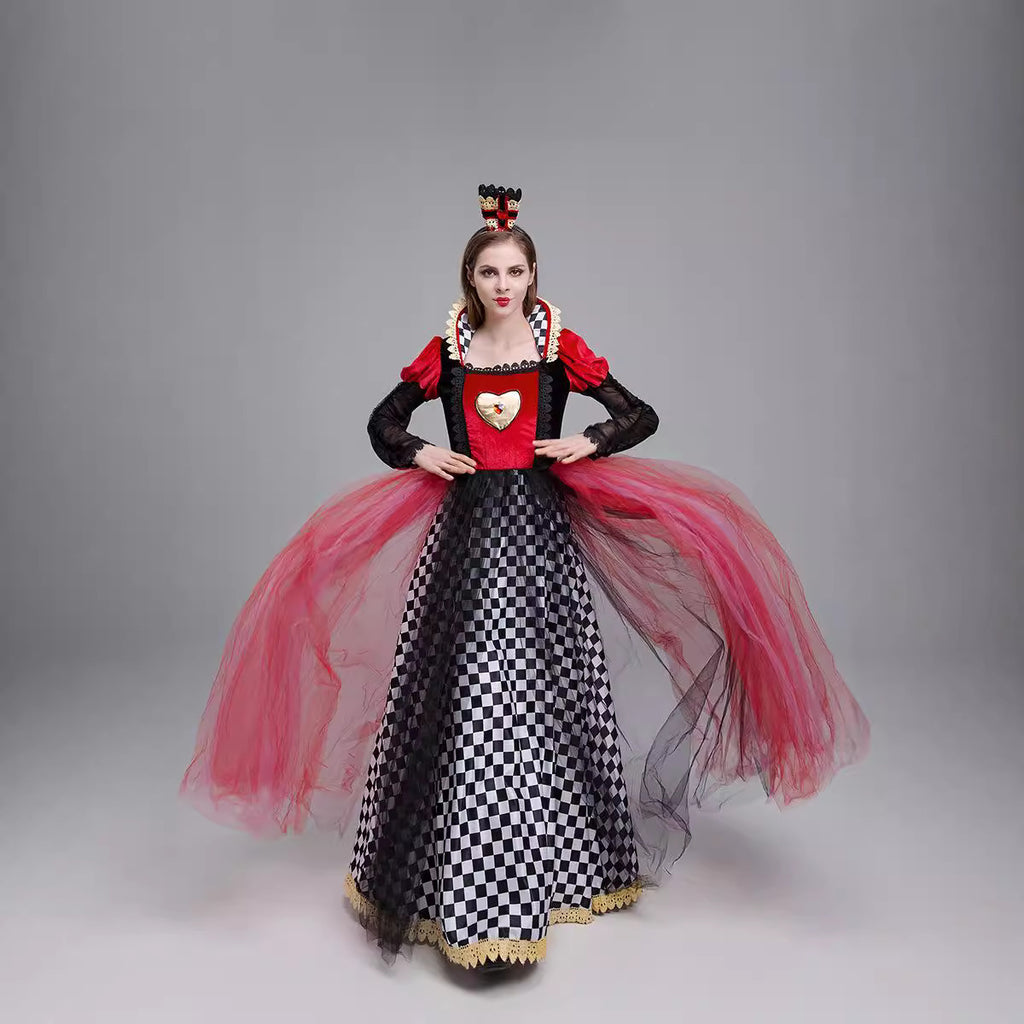 Halloween Nightmare Alice in Wonderland Queen of Hearts Regal Queen Sexy Party Costume Royal Gown