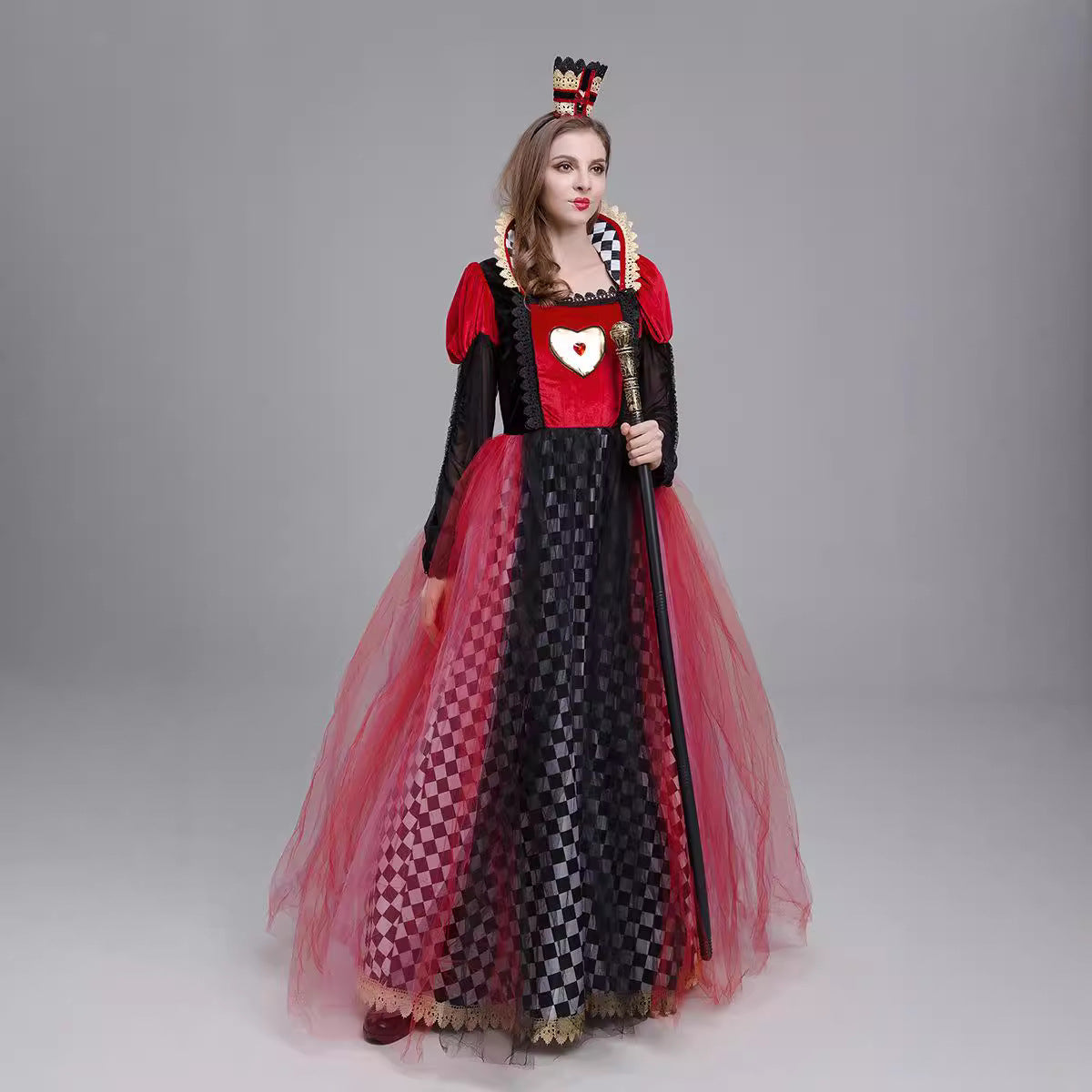 Halloween Nightmare Alice in Wonderland Queen of Hearts Regal Queen Sexy Party Costume Royal Gown