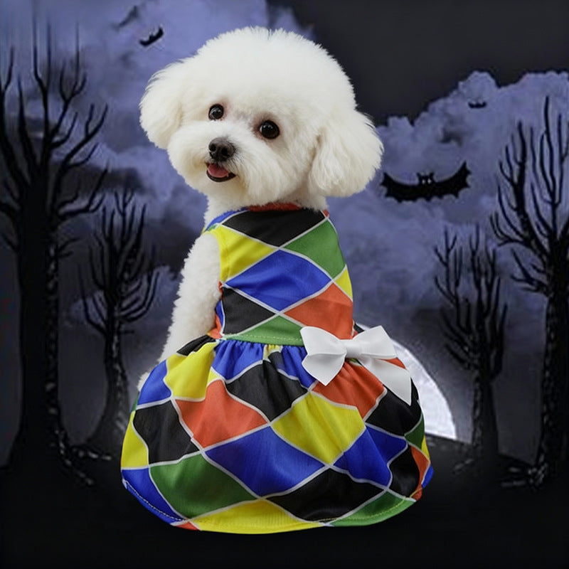 Halloween Pet Dress for Small Dogs, Cute Clown Wizard Printed Design