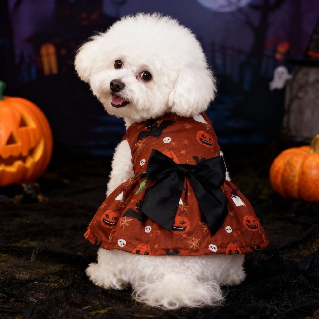 Pet Halloween Costume Dog Clothes Pumpkin Dress Bat Dress Festival Bat Outfit for Dogs