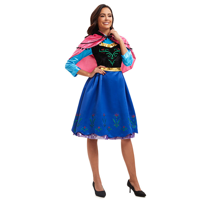 Adult Halloween Fairy Tale Frozen Premium Edition Anna Princess Dress Costume Stage Wear
