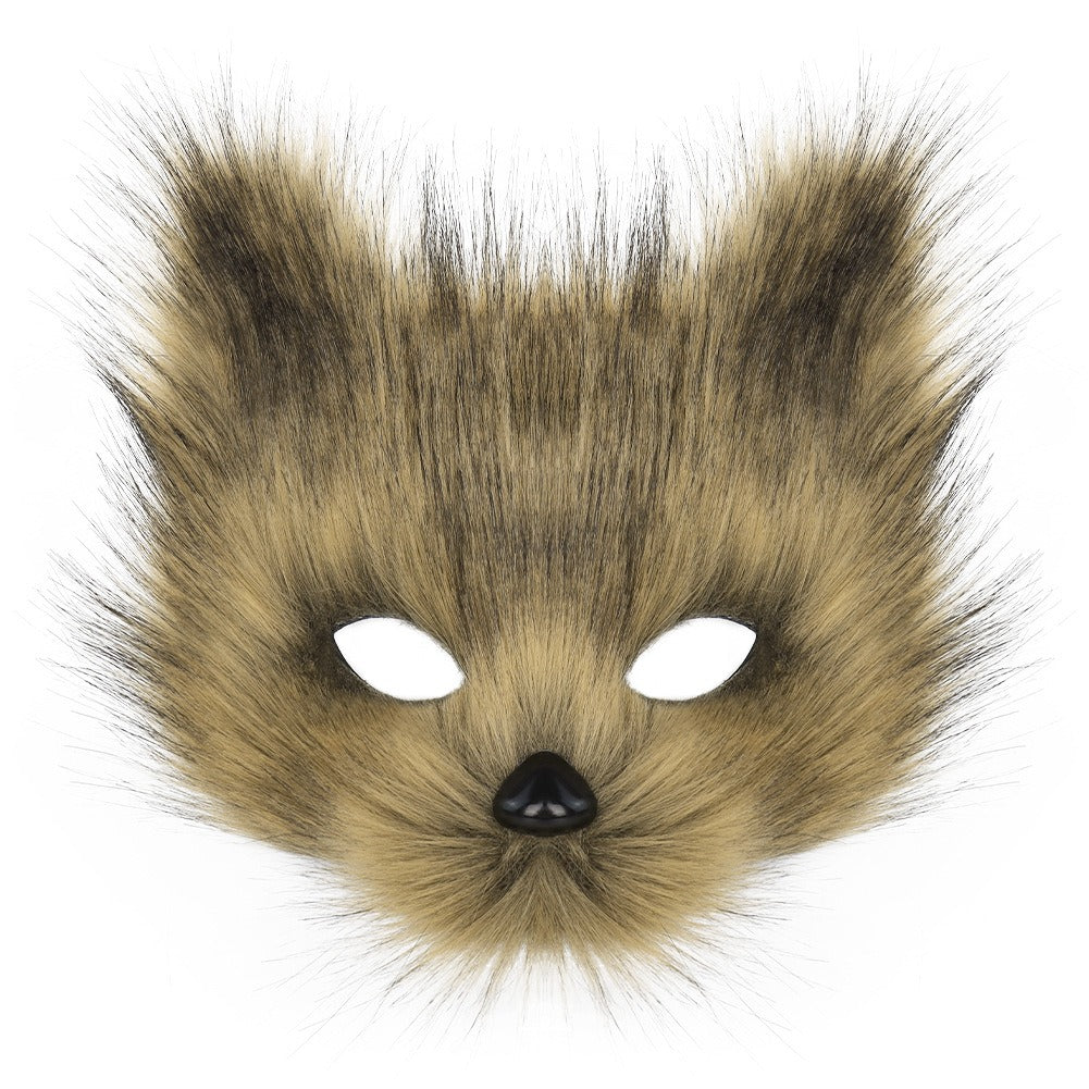 Halloween Fox Cosplay Accessory Set – Simulation Mask Gloves and Plush Fox Tail Props
