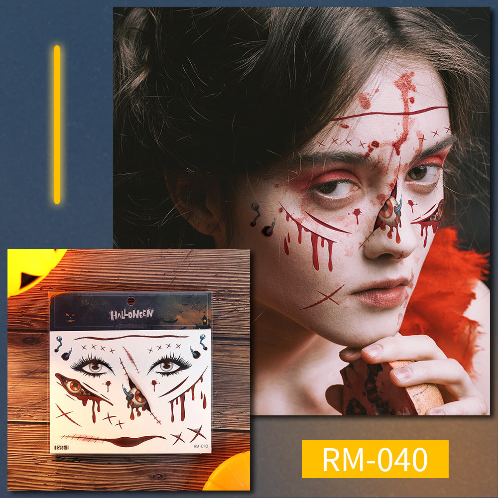 Halloween Scar Tattoo Stickers – Simulated Fake Wound Waterproof Face Horror Makeup Props