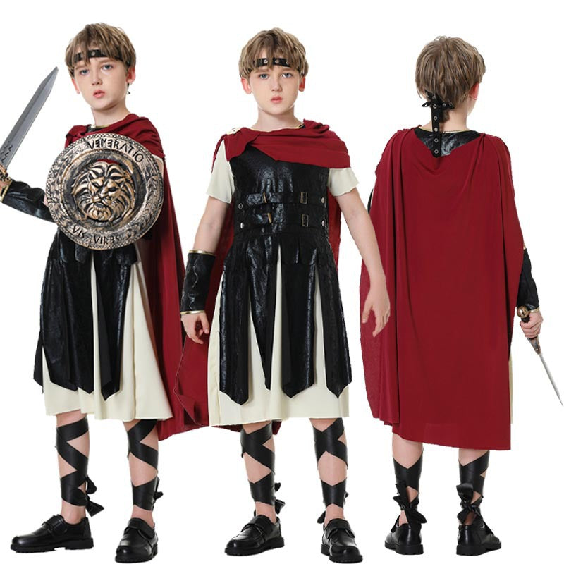 Halloween Performance Costume Roman Warrior Court Guard Samurai Kids Adult Family Matching Outfit Stage Costume
