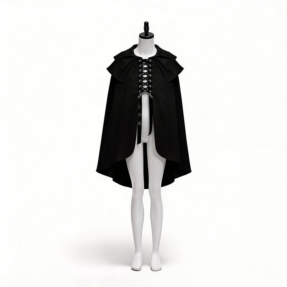 Gothic Tied Cloak, Halloween Vampire Wizard Knight Cosplay Costume Cape