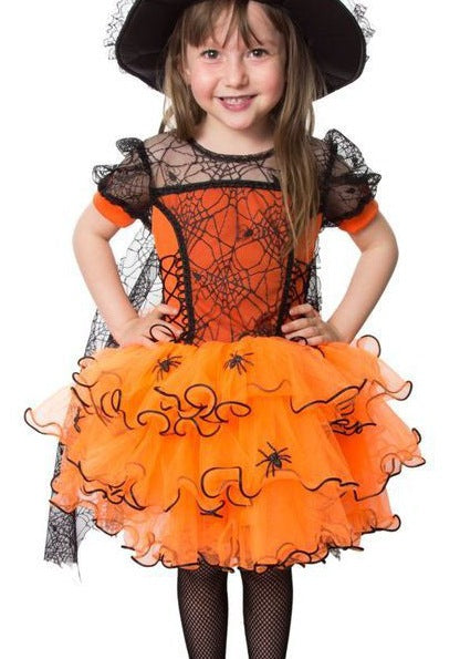 Girls' Halloween Party Dress Purple Yellow Tulle Cake Sleeve Cape Dress Princess Dress