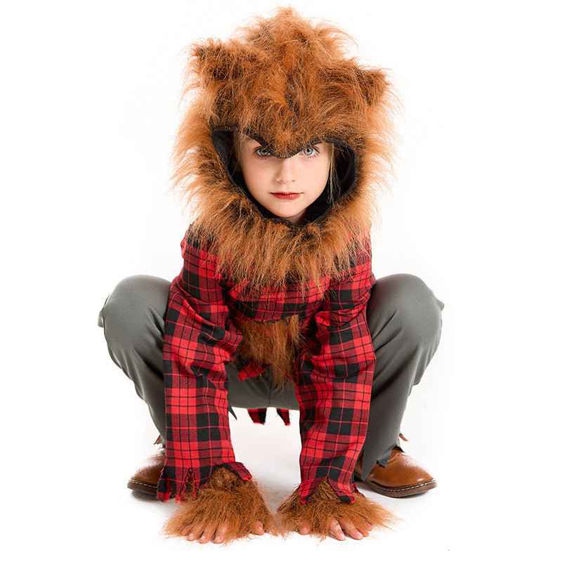 Halloween Kids' Costume Animal Werewolf Outfit for Boys and Girls, Cosplay Big Bad Wolf and Little Red Riding Hood