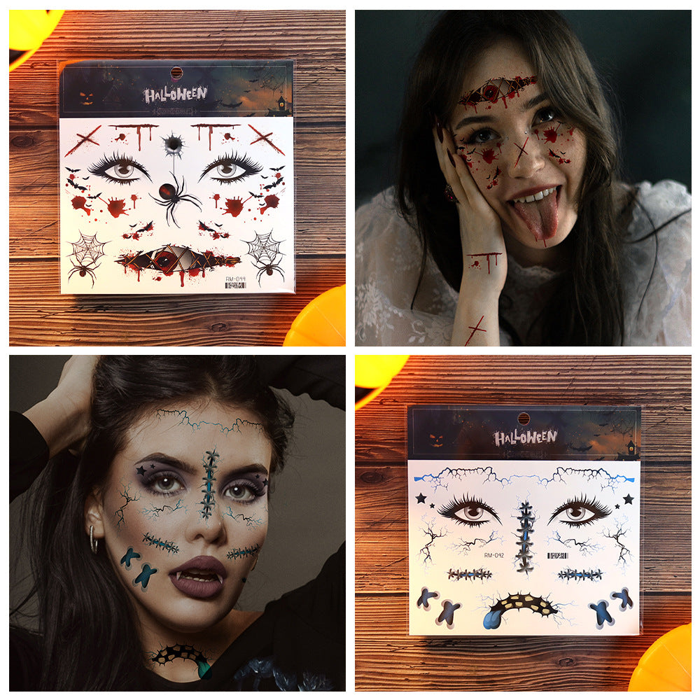 Halloween Scar Tattoo Stickers – Simulated Fake Wound Waterproof Face Horror Makeup Props