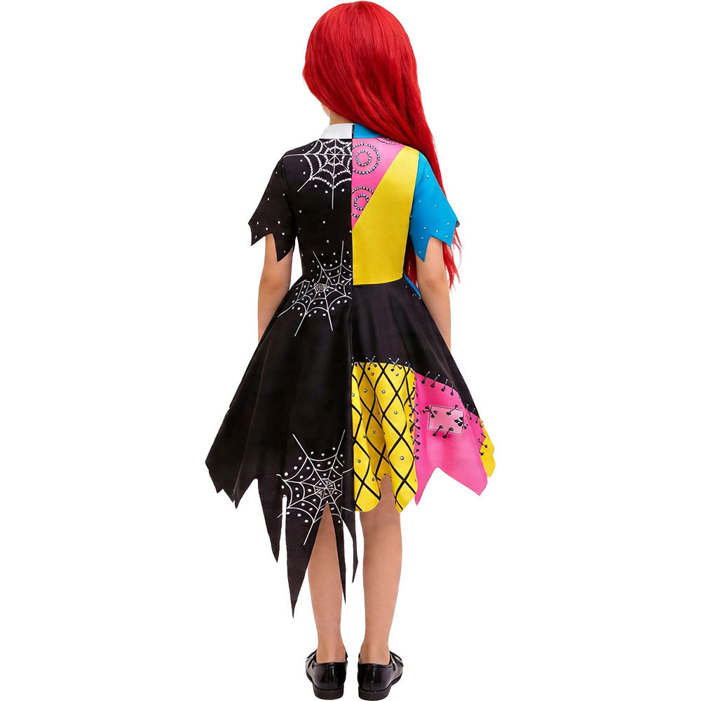 Halloween Costume Cosplay Dress for Girls, Sally and Jack Skellington Duo Design, Christmas Nightmare Before Christmas Theme, Stage Performance Outfit