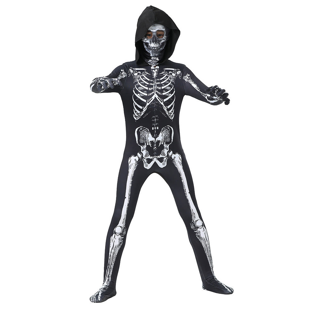 Children's Halloween Skeleton Skeleton Tight Clothes Carnival Party Makeup Ball Cosplay Costume