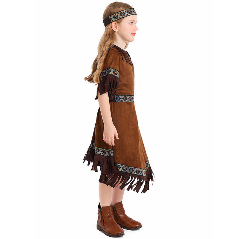 Halloween Native Tribal Fringe Dress Indigenous Stage Performance Ethnic Costume