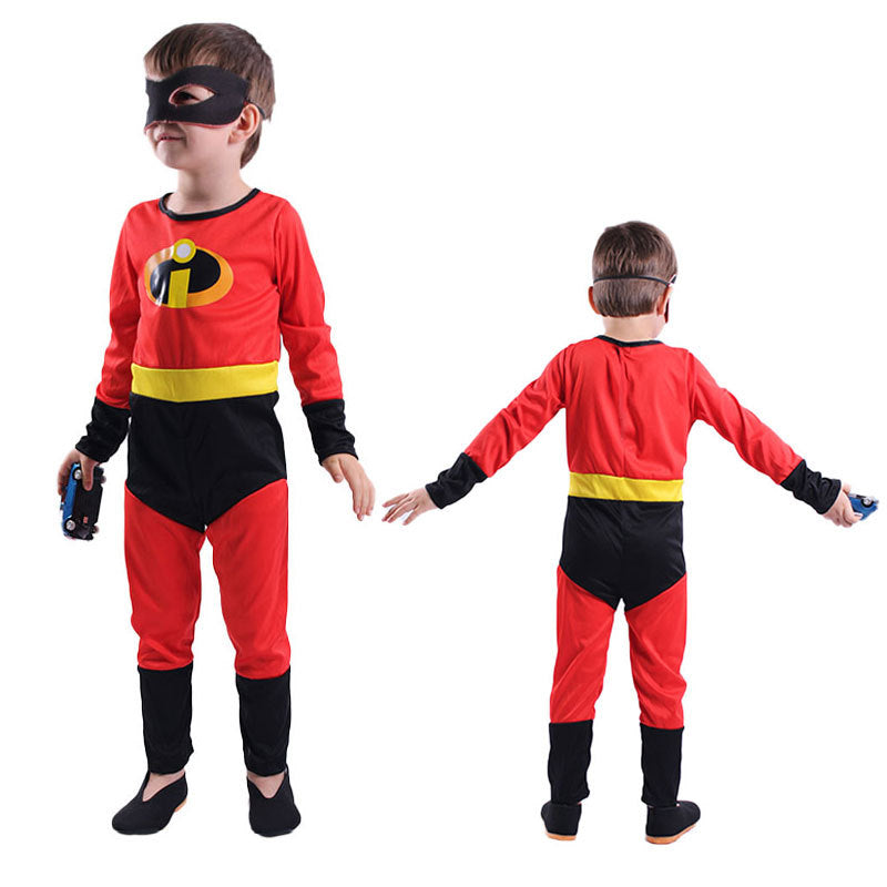 Superhero Agent Team Cosplay Bodysuit Set for Boys Halloween Costume Stage Performance Outfit