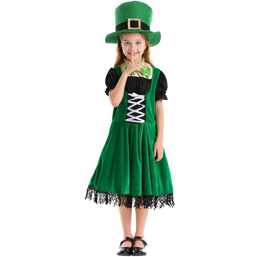 Halloween Costume Western  Ethnic Festival St. Patrick's Day Children's Irish Fairy Dwarf Dress