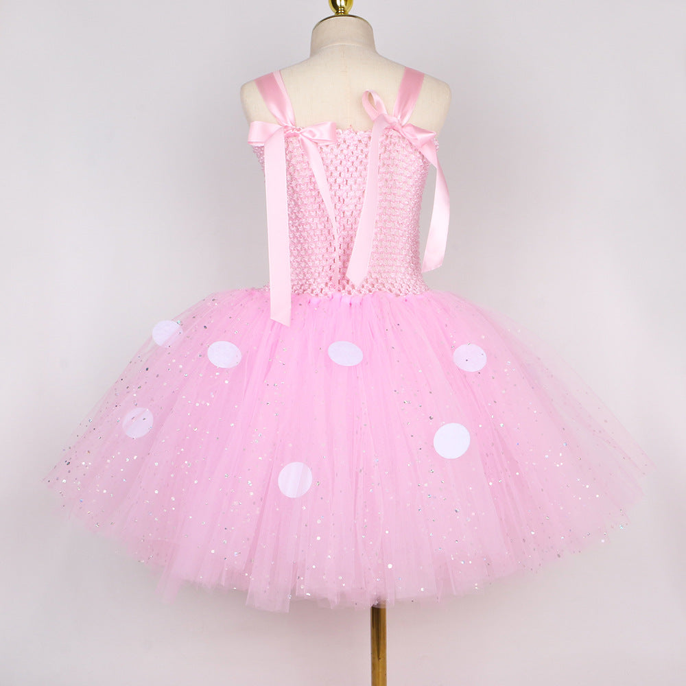Halloween Pink Sequin Minnie Dress Children's Dress  Style Girls' Party Tulle Formal Dress Performance Costume
