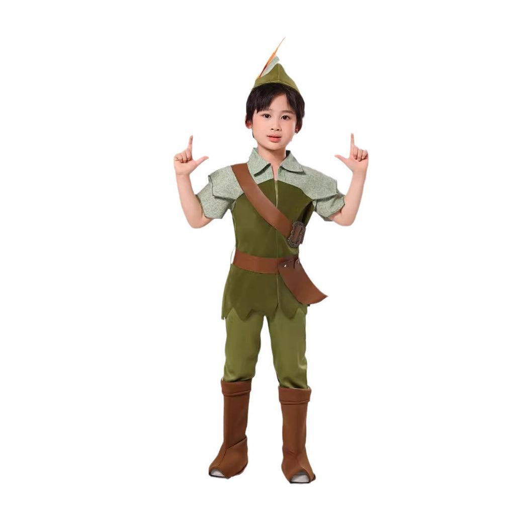 Halloween Peter Pan Cosplay Green Sprite Costume Children's Stage Performance Clothing