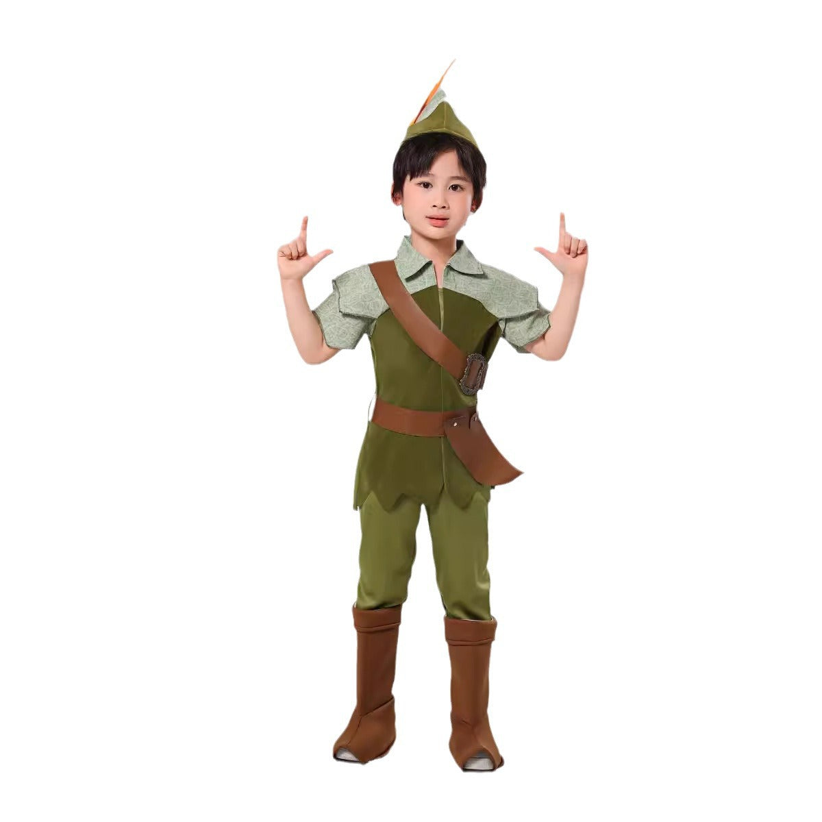 Halloween Peter Pan Cosplay Green Sprite Costume Children's Stage Performance Clothing