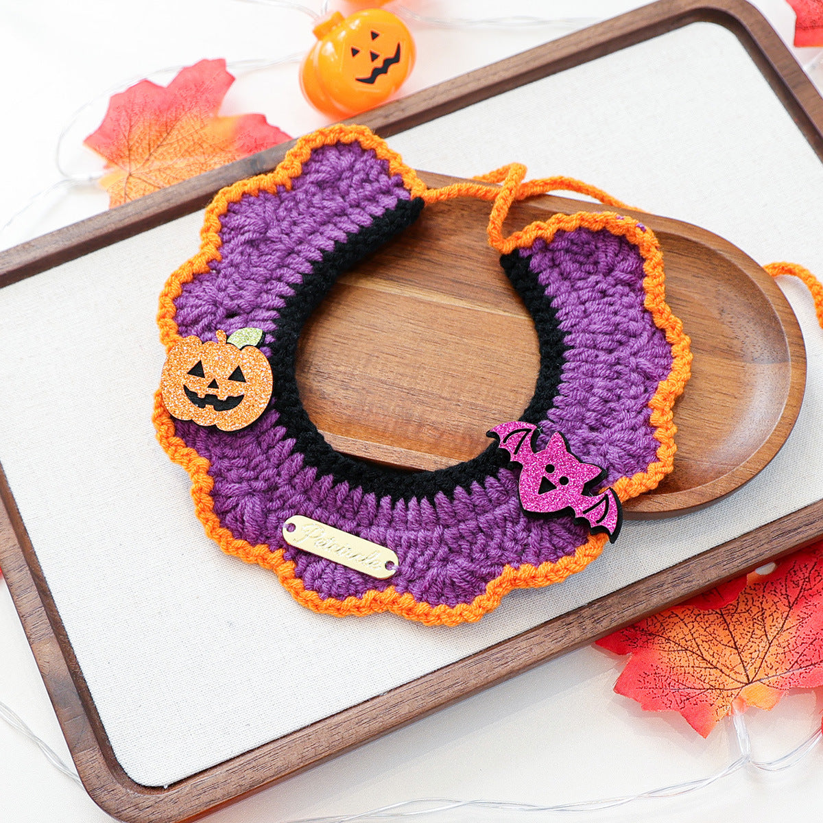 Pet Cat Dog Halloween Cartoon Knit Scarf, Cat Bib & Pet Accessories
