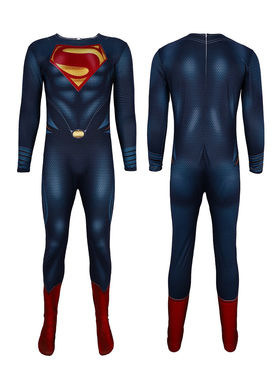 Adult Halloween Superman Clark Kent Cosplay Costume – Krypton Iron Man Stage Outfit
