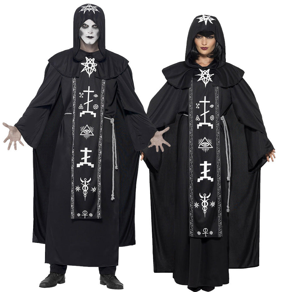 Adult Halloween Couples Wizard Witch Vampire Cosplay Costume – Matching Robe Outfit Set