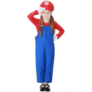Adult Halloween Mario Cosplay Costume – Plumber Overalls Group Stage Performance Outfit