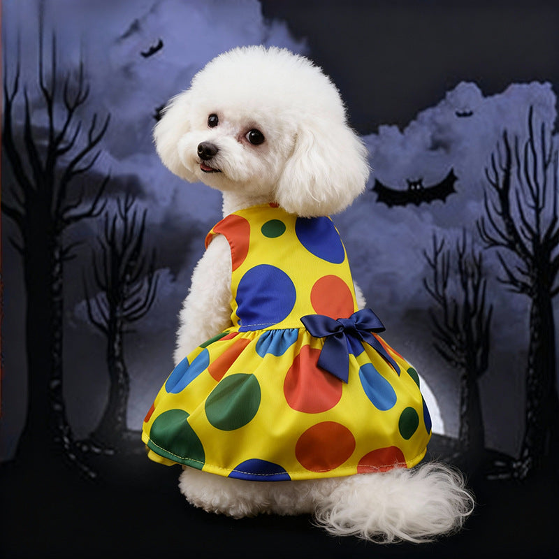 Halloween Pet Dress for Small Dogs, Cute Clown Wizard Printed Design