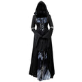 Hooded Skull Witch Costume Dress for Women, Halloween Cosplay Stage Performance Outfit