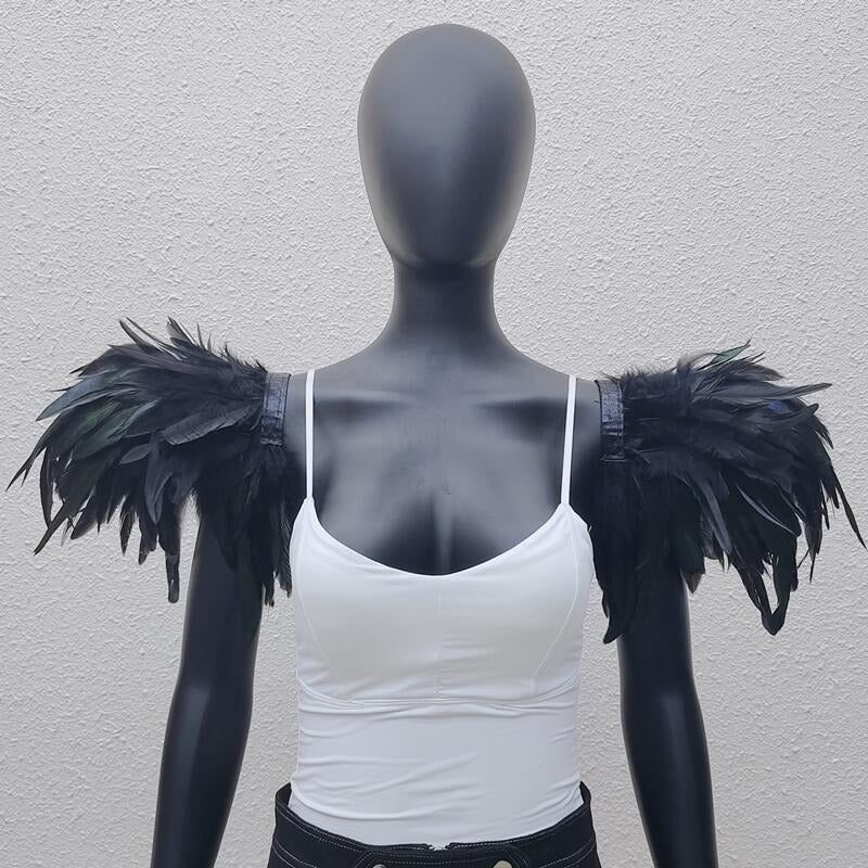 Gothic Style Extra Large Feather Shawl Performance Prom Badge Halloween Party Role Playing Costume Accessories