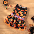 Halloween Pet Dog Dress for Medium and Small Dogs, Pumpkin Lace Skirt
