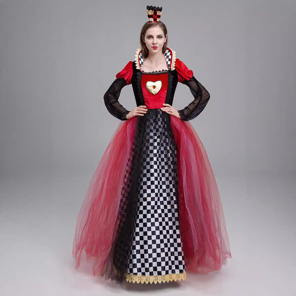 Halloween Nightmare Alice in Wonderland Queen of Hearts Regal Queen Sexy Party Costume Royal Gown