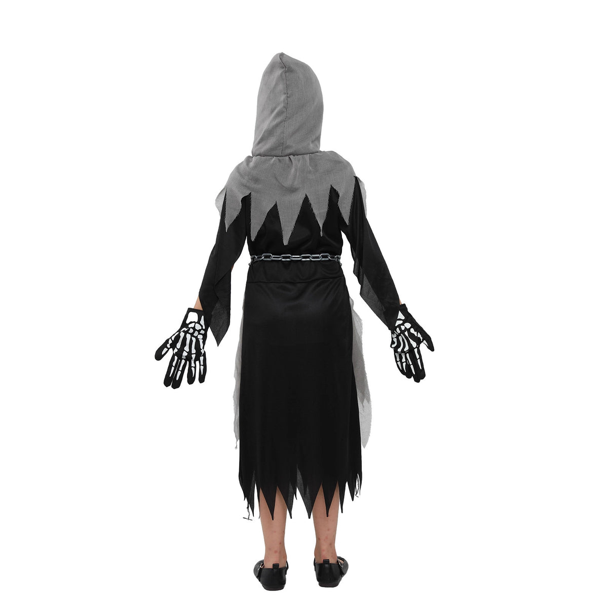 Horror Grim Reaper Cosplay Costume for Kids, Halloween Monster Outfit with Scythe