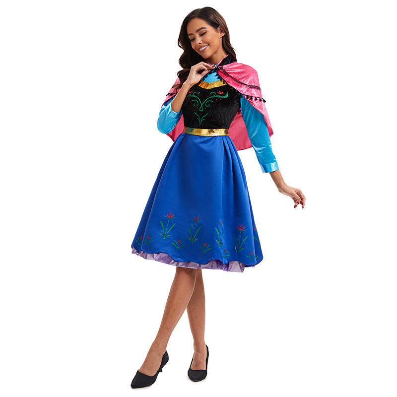 Adult Halloween Fairy Tale Frozen Premium Edition Anna Princess Dress Costume Stage Wear