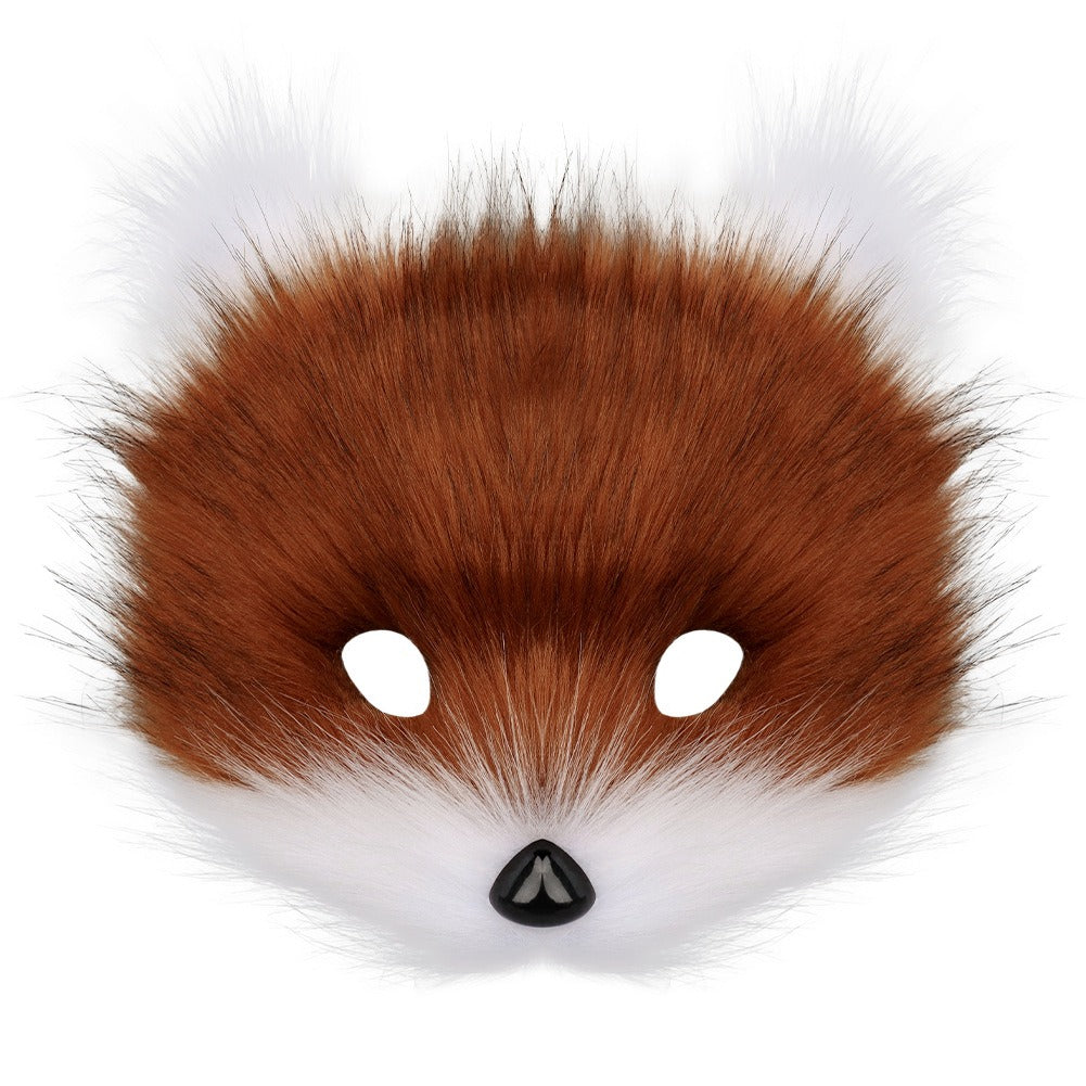 Halloween Fox Cosplay Accessory Set – Simulation Mask Gloves and Plush Fox Tail Props