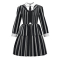 Jiamai New Wednesday Cosplay Costume Adams Family Female Halloween Children's Striped Dress