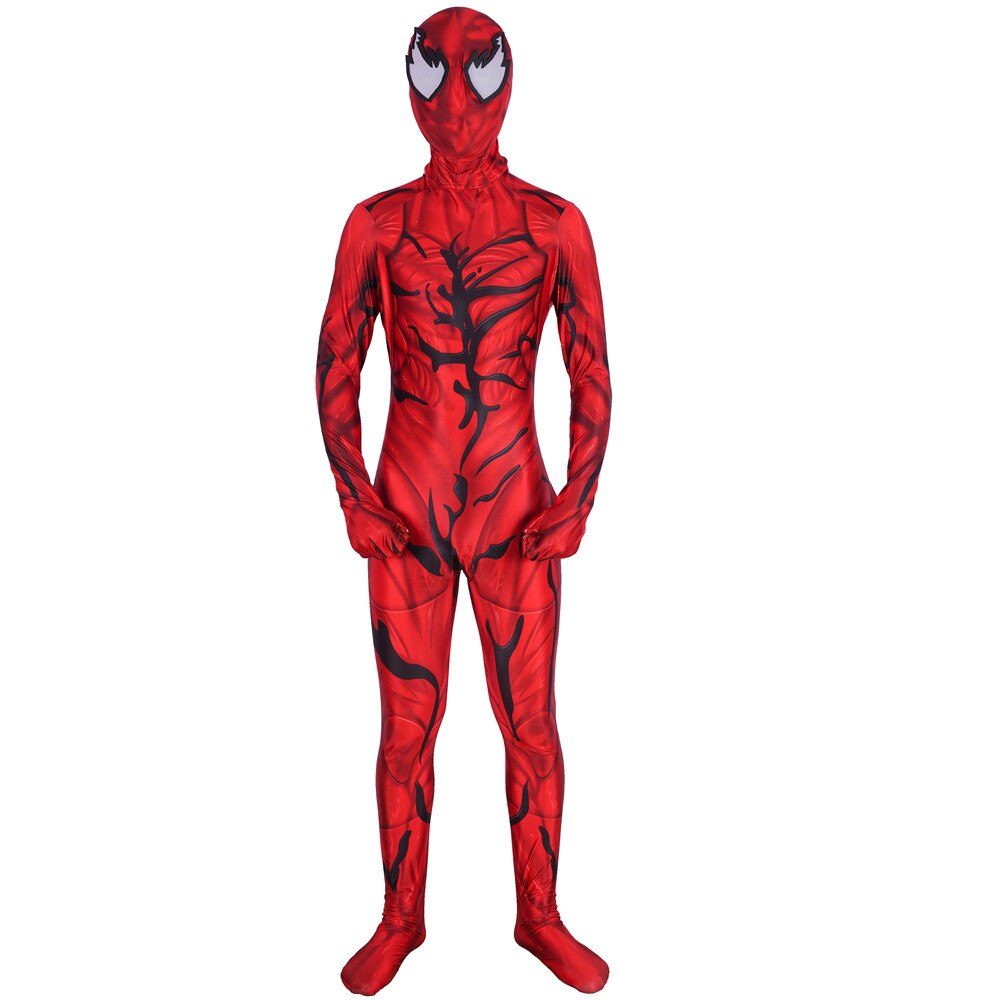 Unisex Adult Kids Carnage Cletus Kasady Super Villain Cosplay Costume Zentai Bodysuit Suit Jumpsuits Halloween