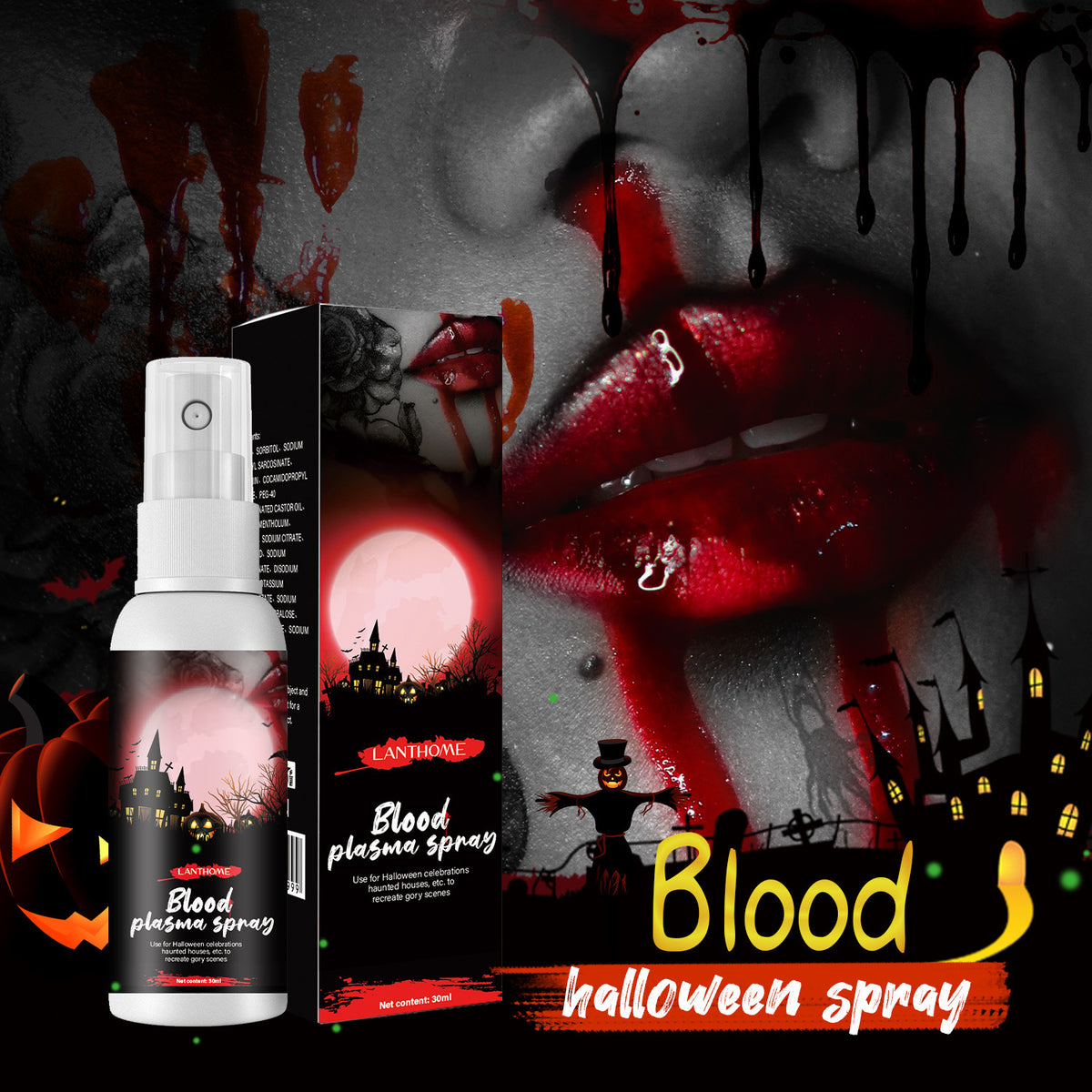 Halloween Plasma Spray Simulation Vampire Fake Blood Zombie Lifelike Props 30ml