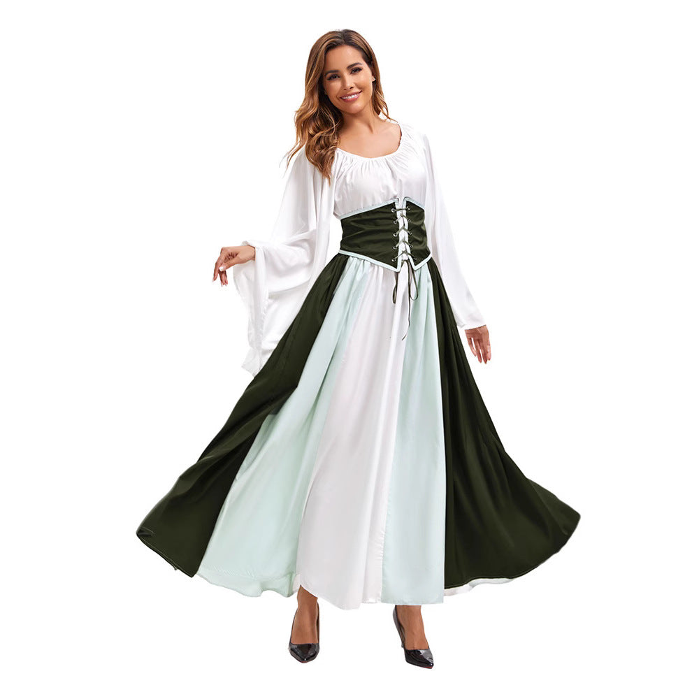 Adult Halloween Medieval Renaissance Court Princess Cosplay Dress – Vintage Long Stage Costume
