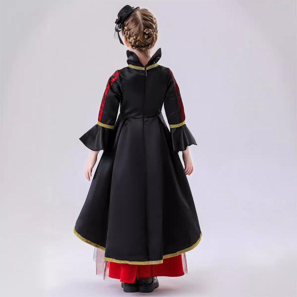 Halloween Kids Dark Princess Dress Cosplay Vampire Witch Costume Stage Performance Outfit