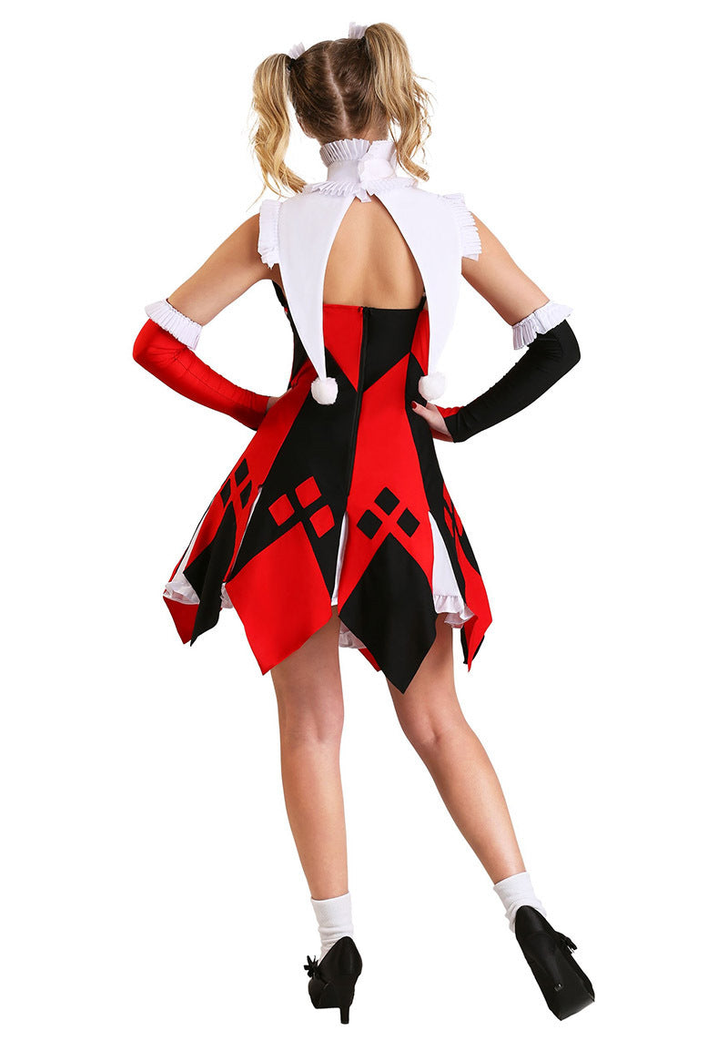 Halloween Costume Women's Circus Revenant Horror Outfit Clown Costume Masquerade Party Performance Dress