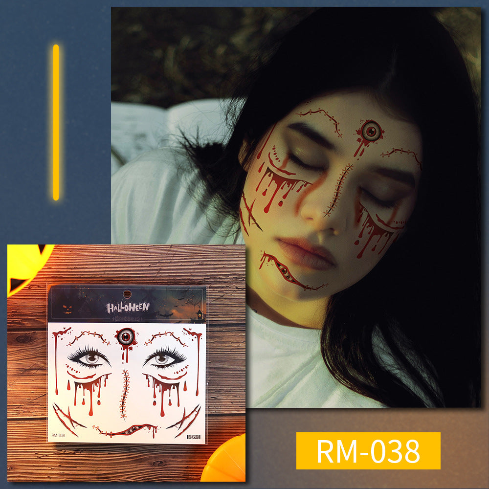 Halloween Scar Tattoo Stickers – Simulated Fake Wound Waterproof Face Horror Makeup Props