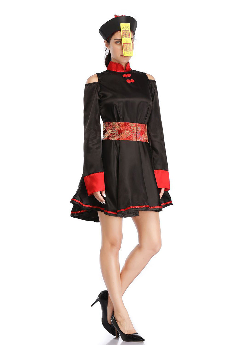 Halloween Costume Bloody Zombie Vampire Chinese Retro Embroidered Printed Official Dress Zombie Dress